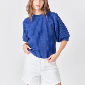 English Factory Cobalt Blue Ribbed Knit Sweater